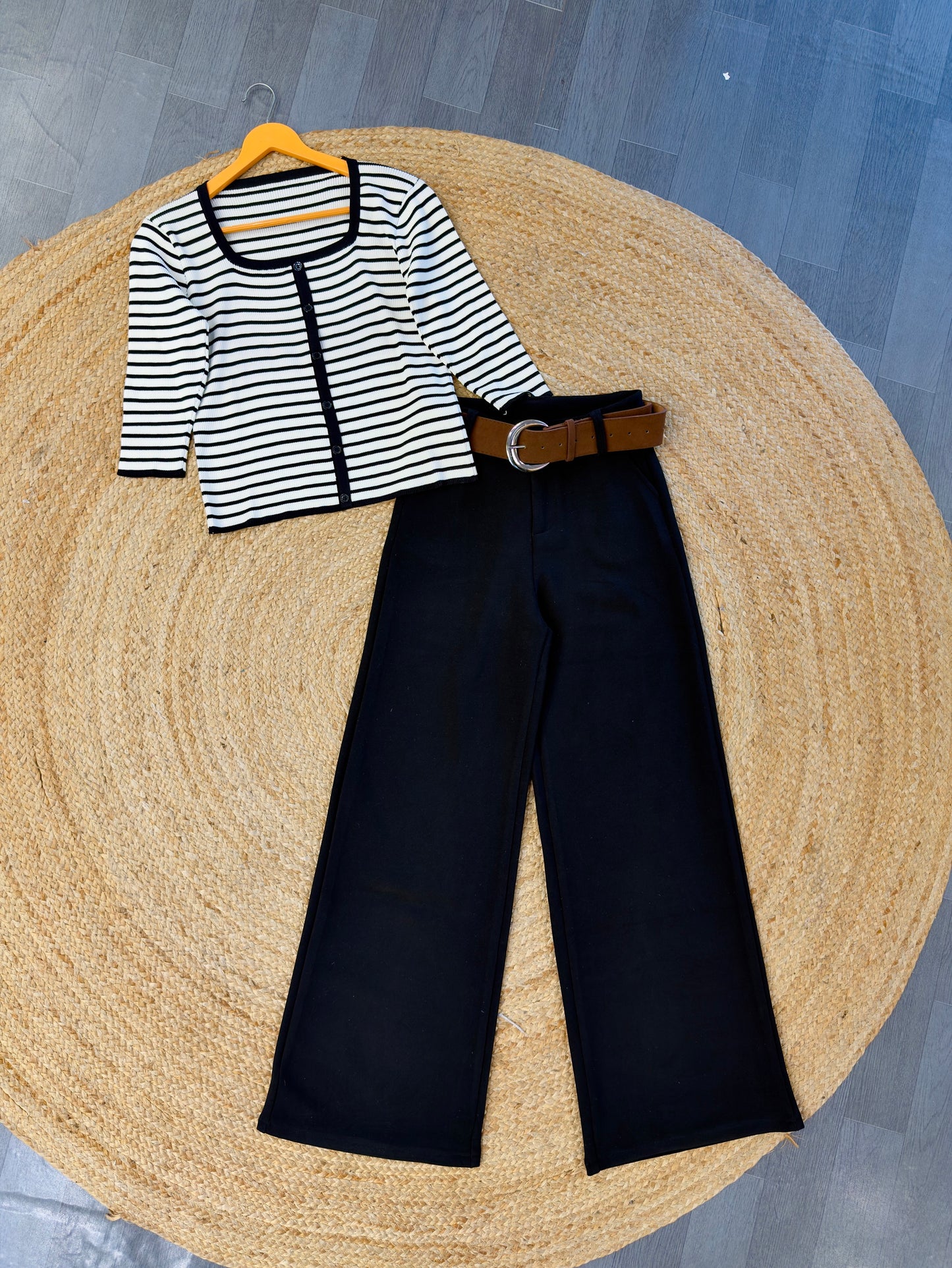 STRIPS 3/4 SLEEVES TSHIRT WITH TROUSER PENT SET