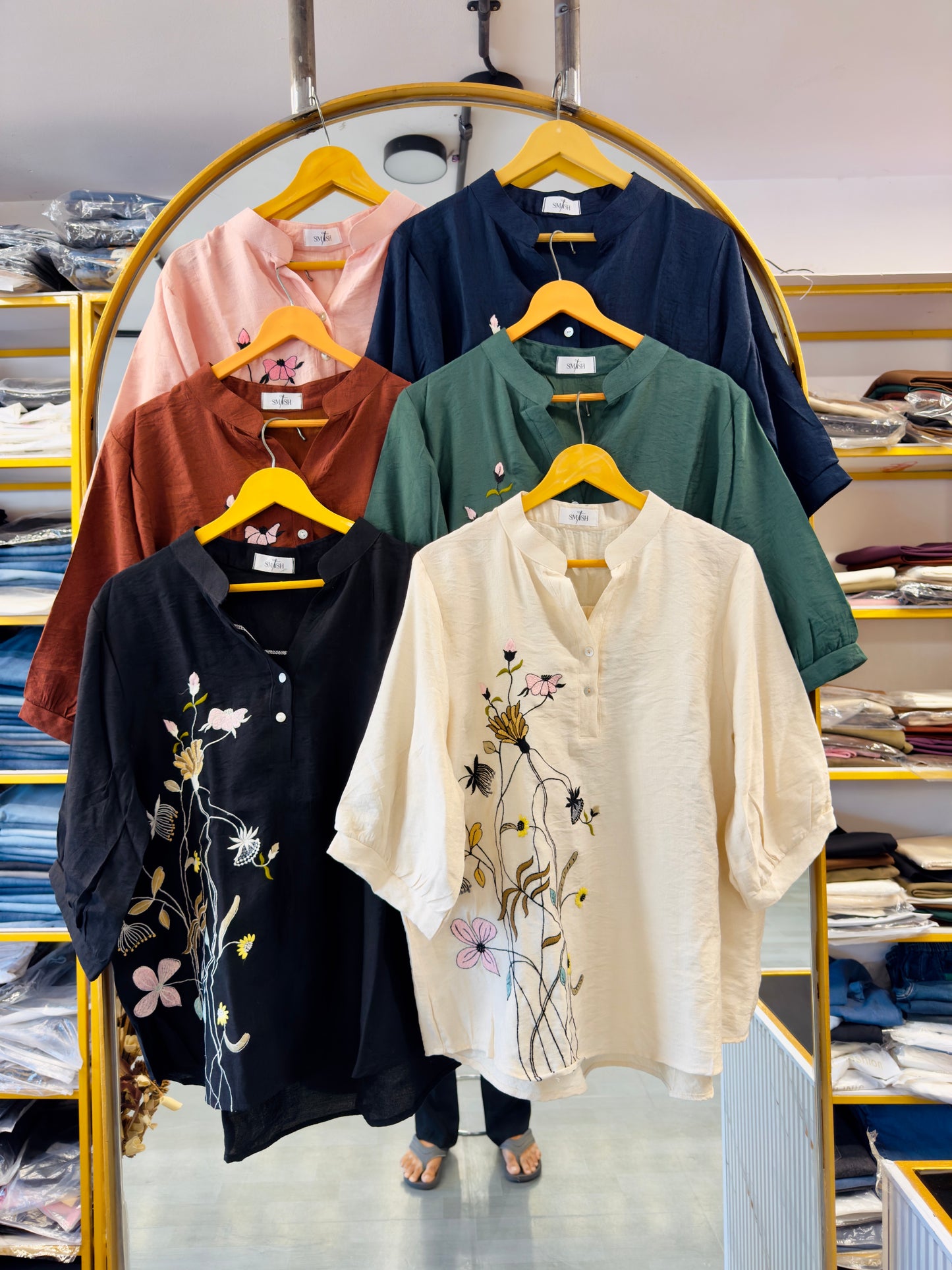 SIDE EMBROIDERY CASUAL LONG TOP