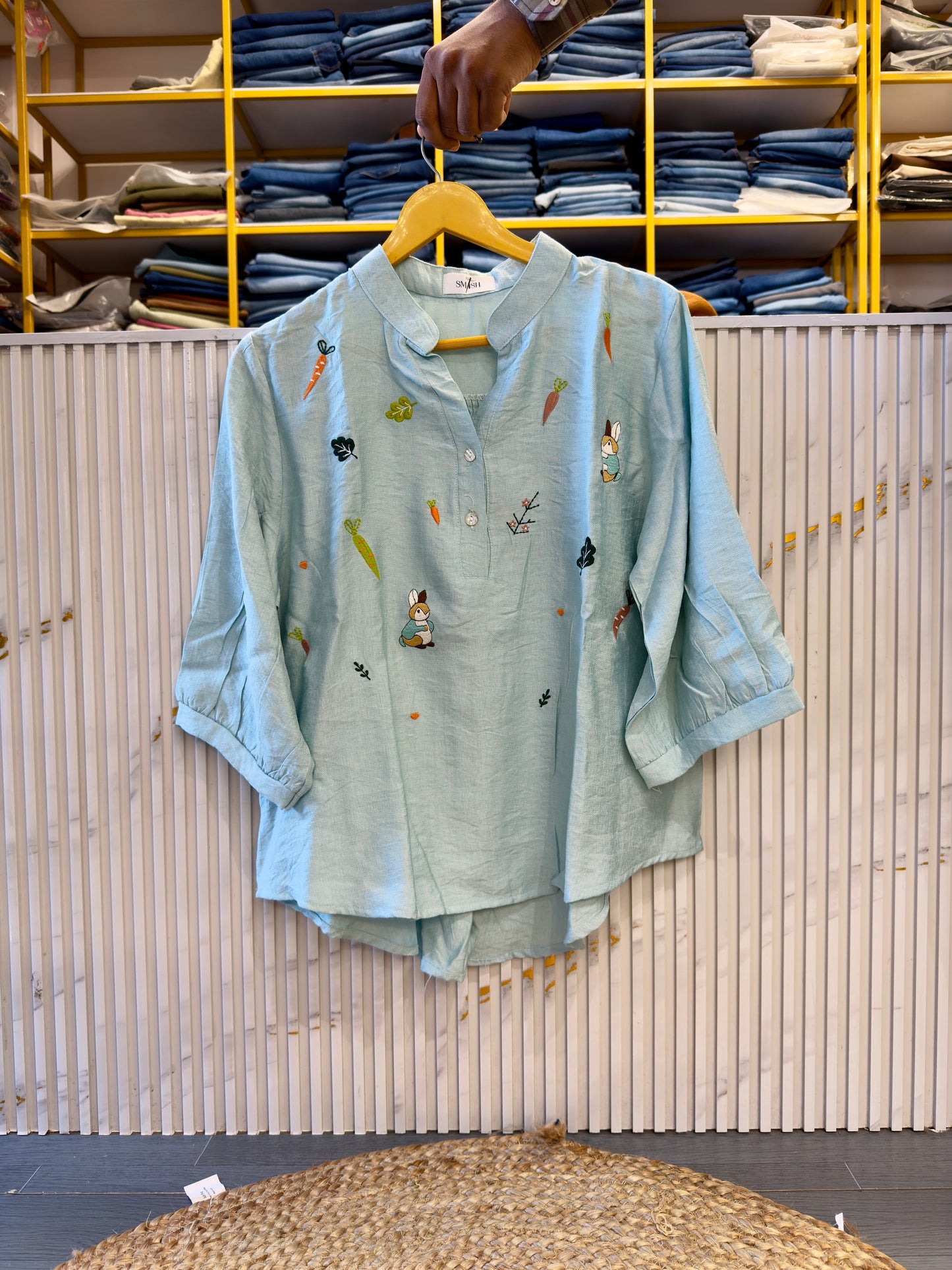 RABIT CARROT EMBROIDERY CASUAL TOP