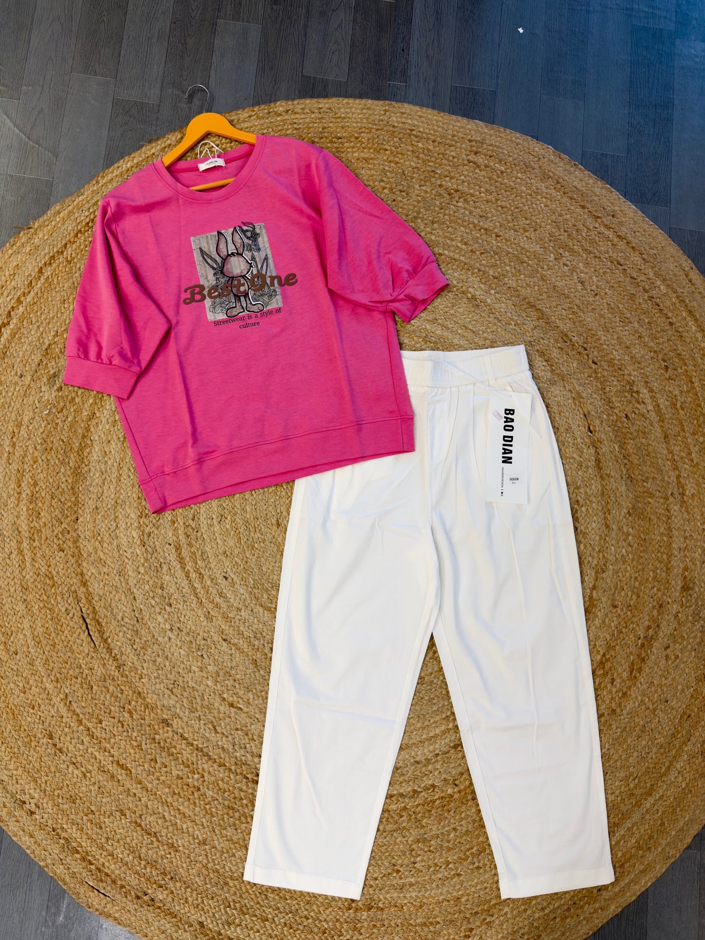 PRINTED TSHIRT WITH LINEN COMFORTABLE PANT SET