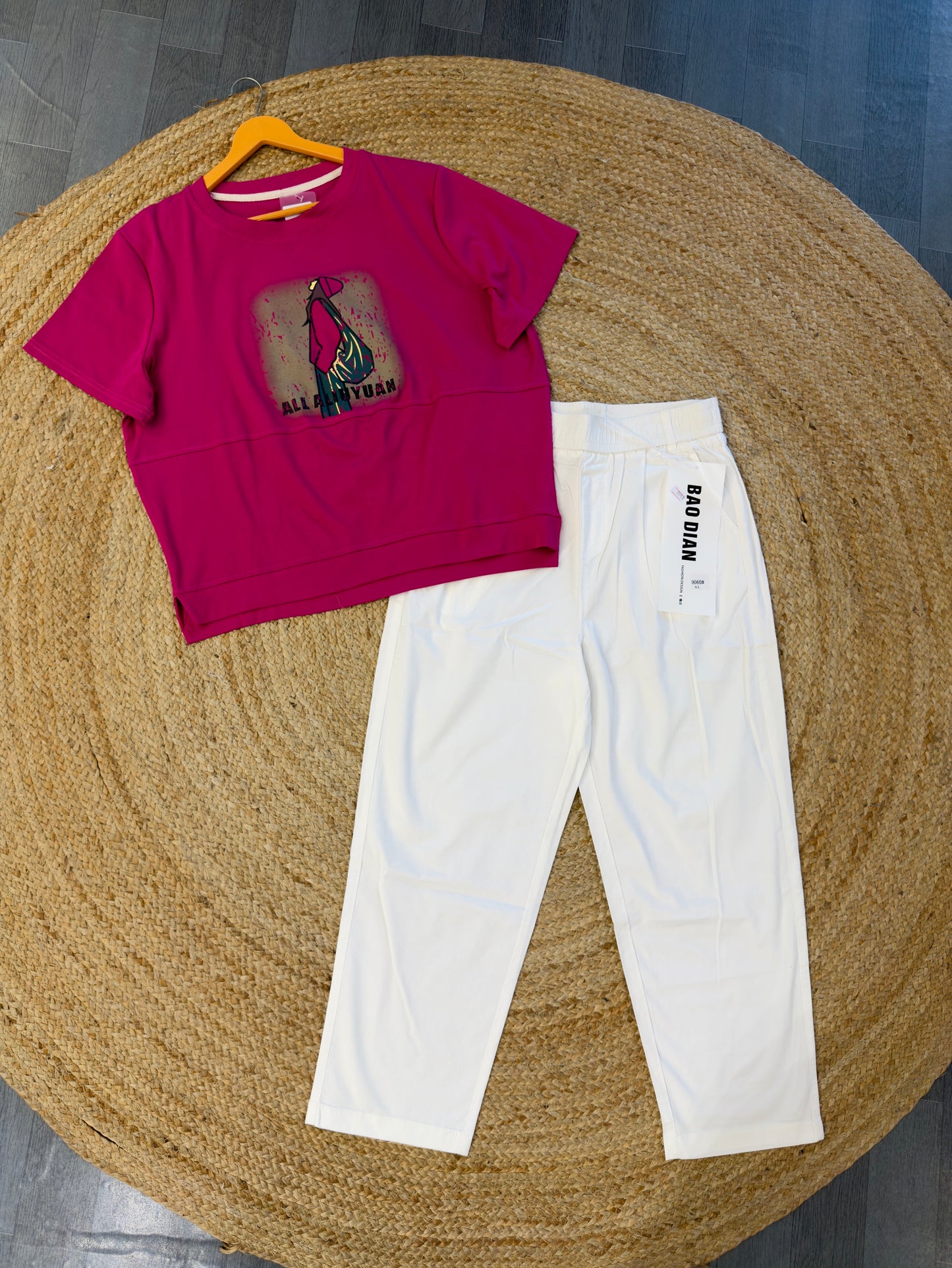 PRINTED TSHIRT WITH LINEN COMFORTABLE PANT SET