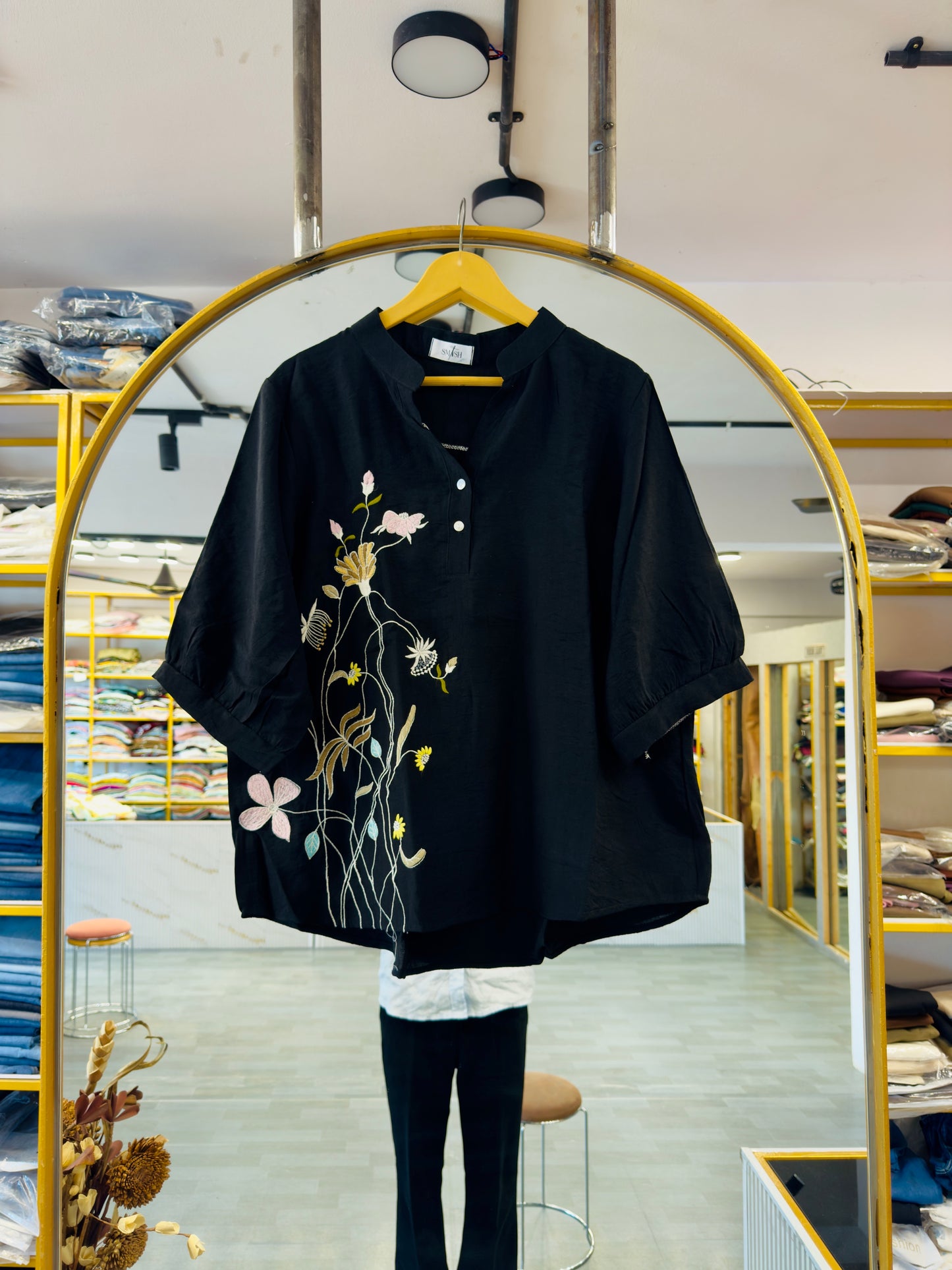 SIDE EMBROIDERY CASUAL LONG TOP