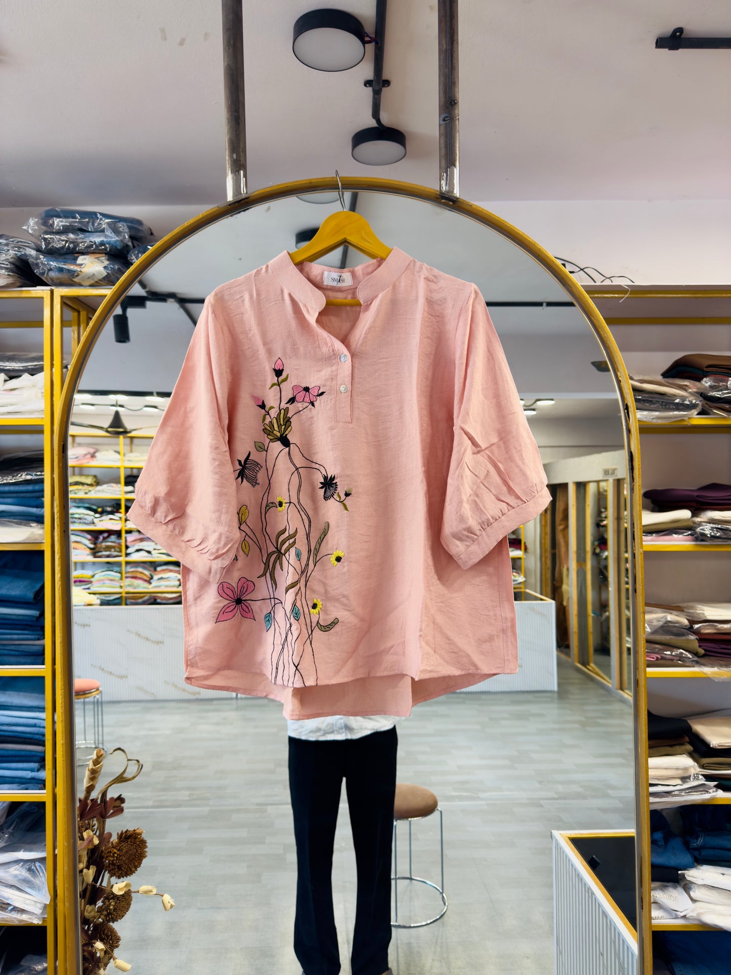 SIDE EMBROIDERY CASUAL LONG TOP
