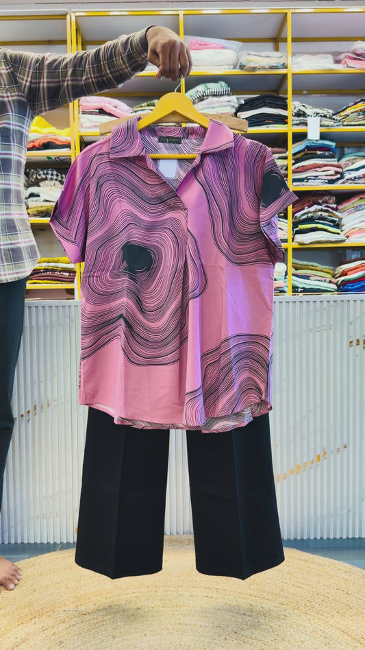 CAP SLEEVES COTTON VISCOUS PRINTED TOP WITH BELL BOTTOM COMFORTABLE TROUSER PANT SET